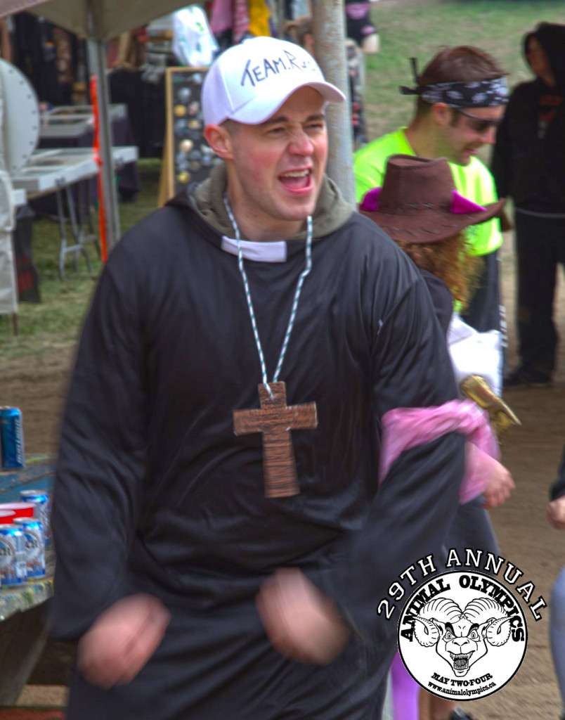 Johnny cheering on Sarah at the Trike Race - 2014